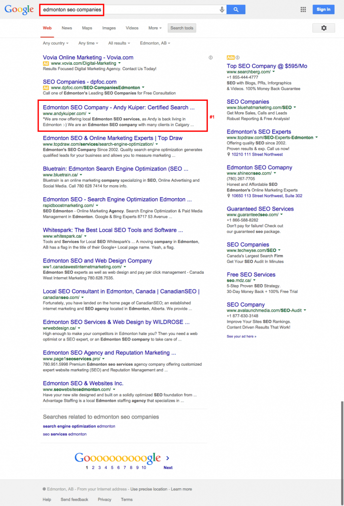 Edmonton SEO Services - Andy Kuiper Internet Marketing: Edmonton Search ...